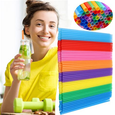 100pcs Disposable Plastic Straw Flexible Straw For Banquet Bar Drinks