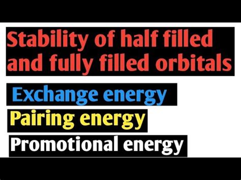 Stability Of Half And Fully Filled Orbitals Exchange Energy Pairing