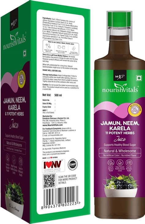 Buy Nourishvitals Jamun Neem Karela Juice Ml Pack Of Online