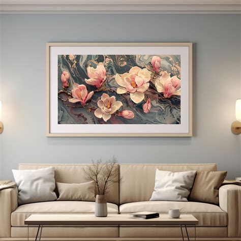 Samsung Frame Tv Art Hisense Canvastv Magnolia Wildblumen Fr Hlings