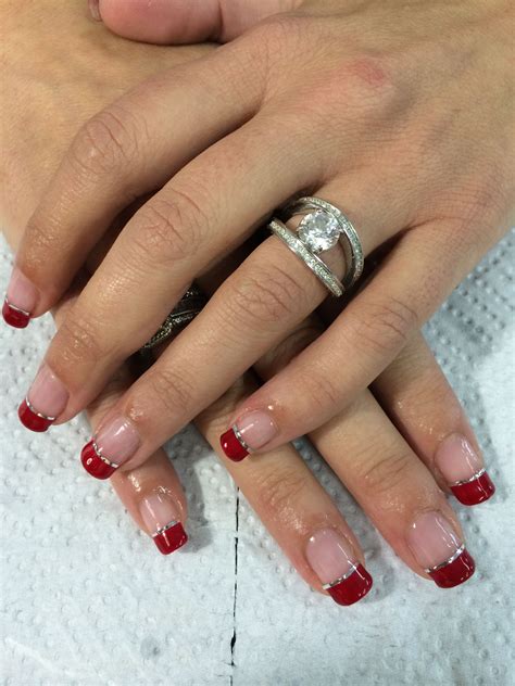 Nail Art Red With Silver Stripe Nail Art Hairstylist Nails Nails