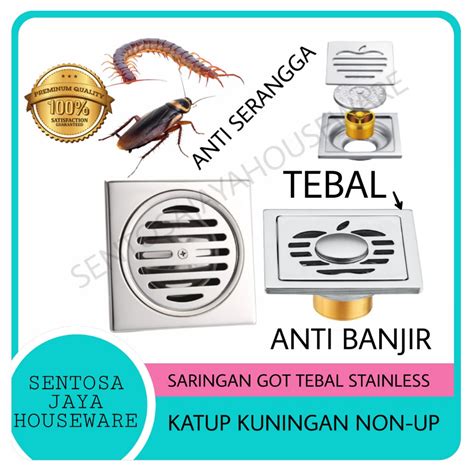 Jual SARINGAN GOT KUNINGAN ANTI KECOAK FLOOR DRAIN STAINLESS NON UP