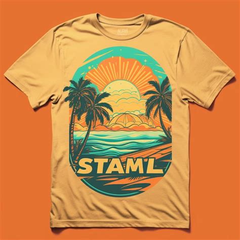 Premium Ai Image Tshirt Design With Tropical Beach And Sunset Tshirt