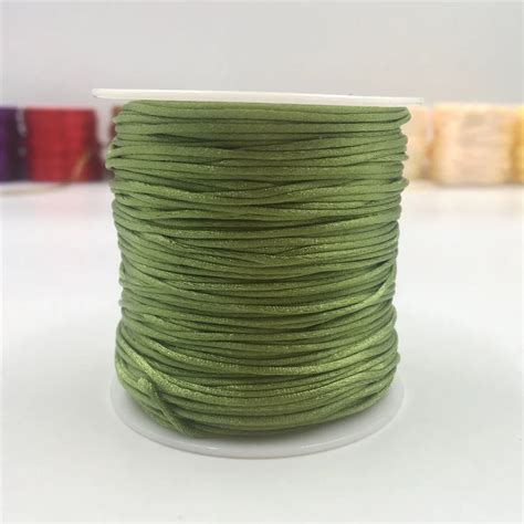 1mm 50 Metros Musgo Verde Macrame Cabo Forte Tran Ado Cetim De Seda