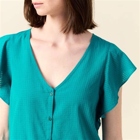 Blouse Manches Courtes Vert Canard Femme Bonobo