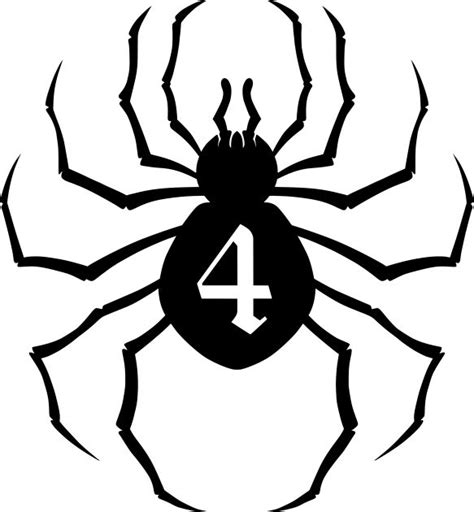 A Black And White Spider With The Number Four On It