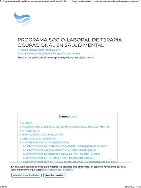 Programa Socio Laboral De Terapia Ocupacional En Salud Mental Ocronos