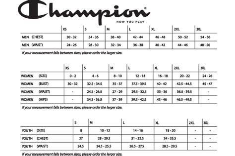 Champion-Size-Chart | H&L Team Sales