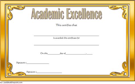 Academic Excellence Certificate Template Gold | Paddle Templates