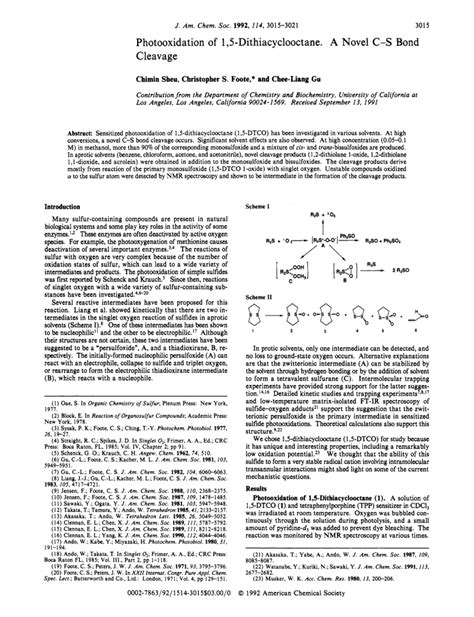 Photooxidation Of 1 5 Dithiacyclooctane A Novel Carbon Sulfur Bond