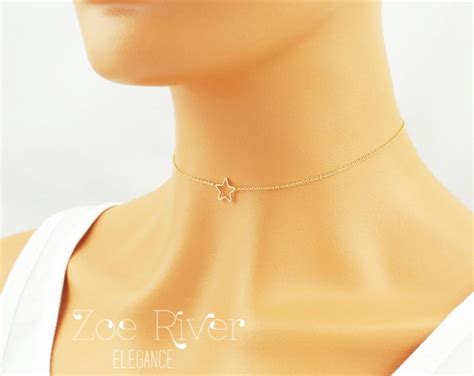 Choose Rose Gold Silver Or Gold Star Choker Necklace Rose Etsy