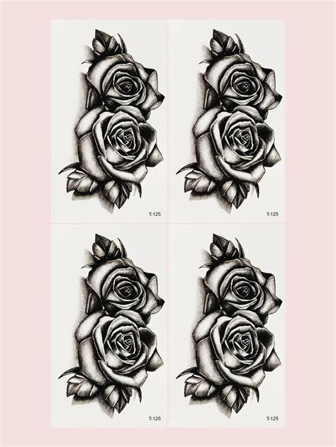 Sheets Flower Pattern Tattoo Sticker Pattern Tattoo Rose Drawing