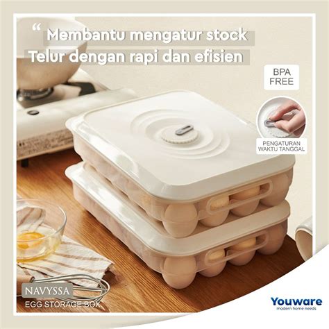 Jual Youware Navyssa Egg Storage Box Pcs Kotak Telur Wadah