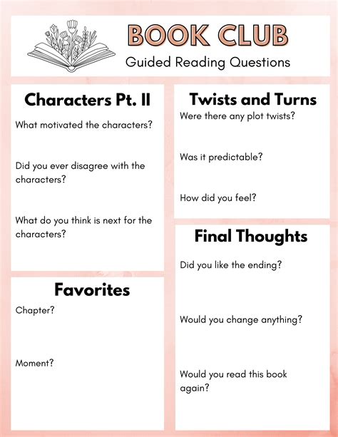 Book Club Questions PDF - Etsy