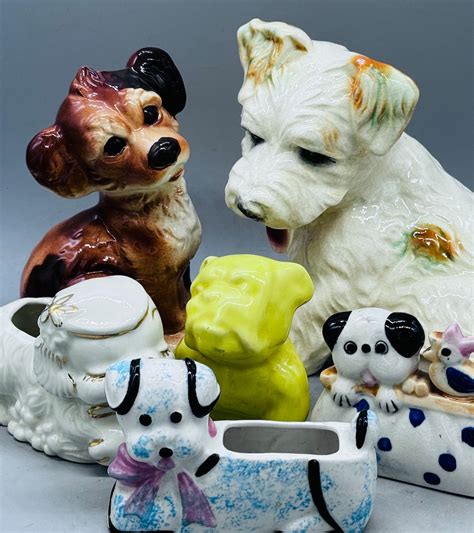 Vintage Ceramic Animal Figurines and Figurine Planters of Dogs Sold ...