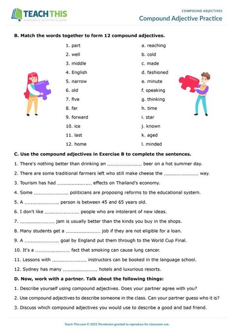 Compound Adjectives Adjective Worksheet Adjectives Adjectives