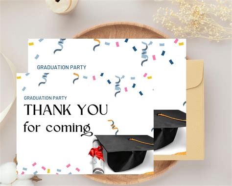 Graduation Creative White Thank You Card, Foldable, Printable Thank You ...