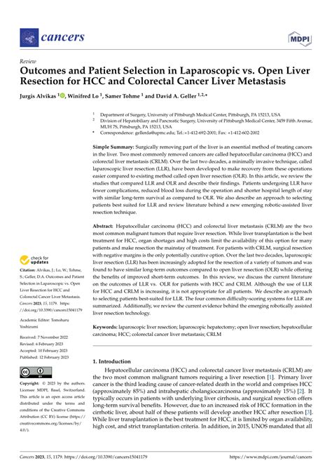 Pdf Outcomes And Patient Selection In Laparoscopic Vs Open Liver