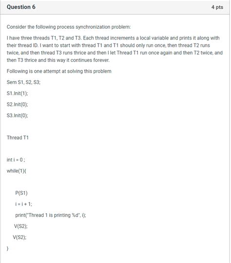 Solved Consider The Following Process Synchronization