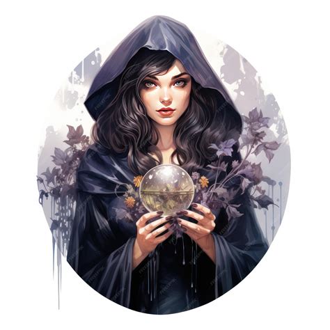 Premium Photo | A mystical fairy cloaked in darkness wielding a crystal