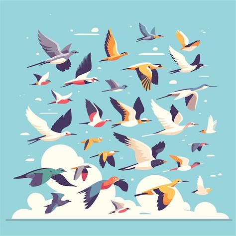 Premium Vector | Illustration of a flock of migrating birds