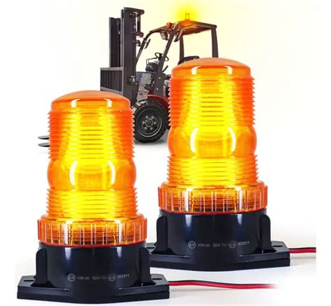 2 Torreta Para Montacargas 24 Led 10v 110v Ambar Reforzada Meses Sin