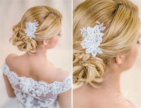 Braut Haarschmuck Spitze Perlen Headpiece Blume Von Princess Mimi Auf