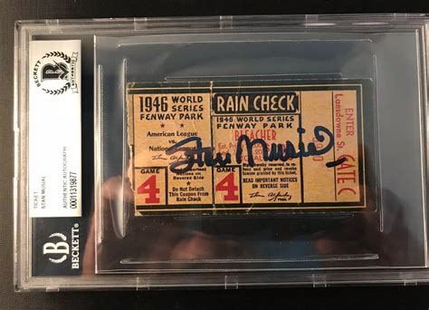 Stan Musial Signed World Series Hit Ticket Gm Cardinals Vs Red