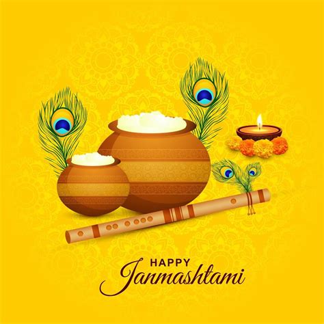 Beautiful Krishna Janmashtami creative card 1233614 Vector Art at Vecteezy