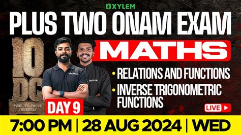 Plus Two Onam Exam Maths Day 9 Xylem Plus Two YouTube