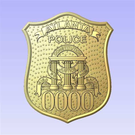 Atlanta GA Police Badge 3d File CNC Model Police Can Add Custom ...