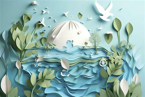 Paper Art Ecology And World Water Day Saving Water And World