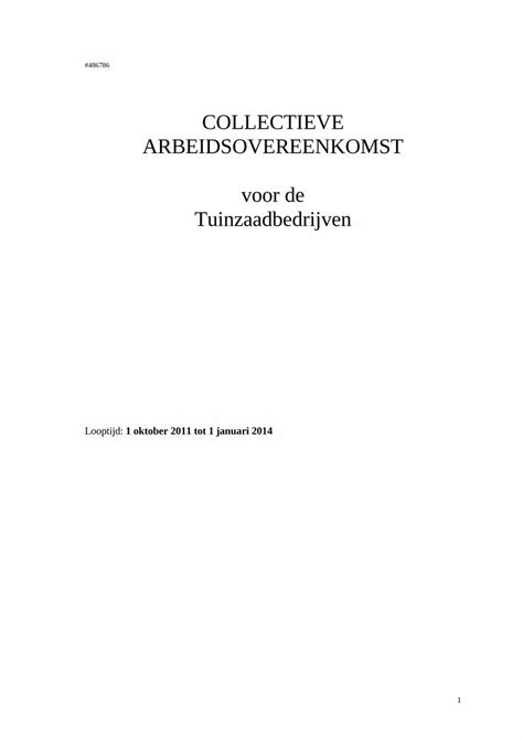 Pdf Collectieve Arbeidsovereenkomst Voor De Tuinzaadbedrijven