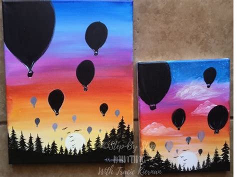 How To Paint A Sunset In Acrylics Hot Air Balloon Silhouette