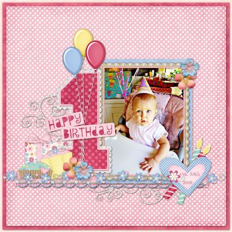 Birthday Birthday Scrapbook Layouts Baby Girl Scrapbook Birthday