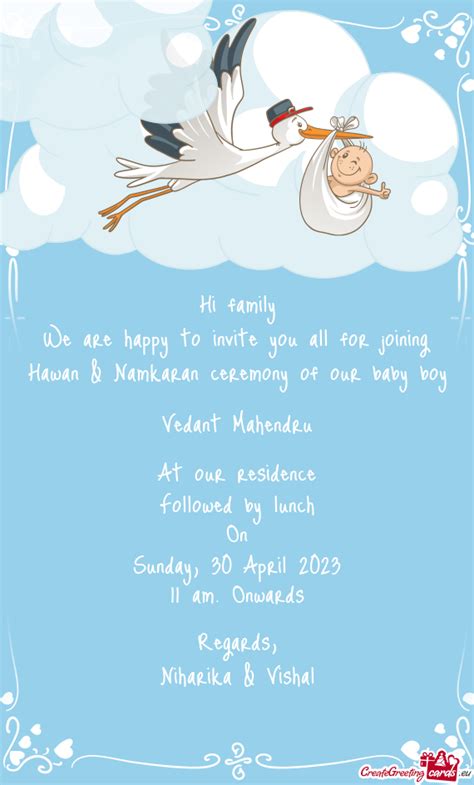 Hawan Namkaran Ceremony Of Our Baby Boy Free Cards