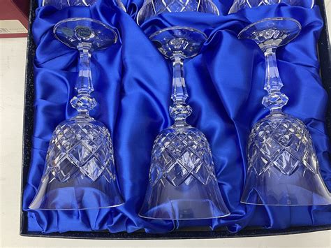 Cased Set Of Six Bohemia Crystal Wine Glasses In Box Together With A Cased Pair Of Royal