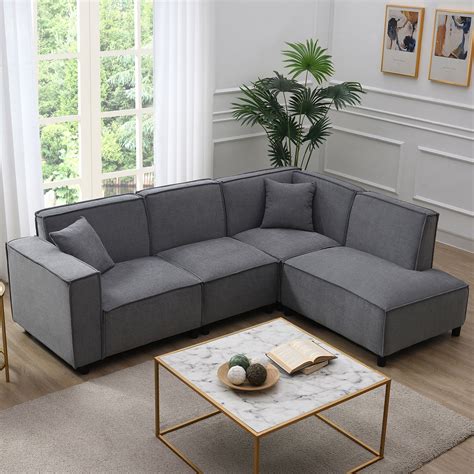 [VIDEO provided] [New] 97*74" Modern Minimalist Style Sectional Sofa,L