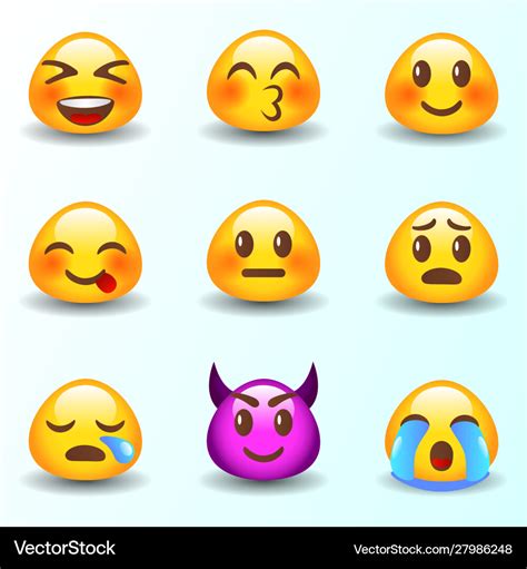 9 expressions emotions emoji Royalty Free Vector Image