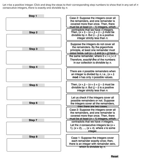 Solved Let N Be A Positive Integer Click And Drag The Steps