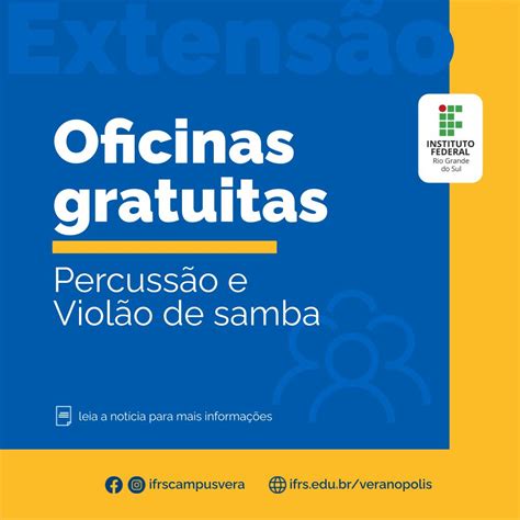 Abertas inscrições para oficinas gratuitas de percussão e violão de