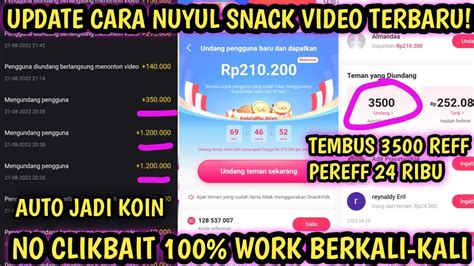 Berhasil Cara Memasukan Kode Undangan Snack Video Auto Jadi Koin