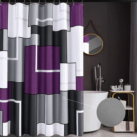 Purple Shower Curtain Set Linen Textured Shower Curtains For Bathroom