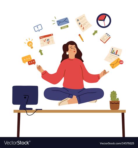 Business Woman Meditate Calm Emotions Healing Vector Image