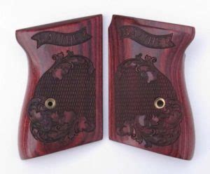 S W Walther Ppk Panel Engraved Checkered With Banners Rosewood