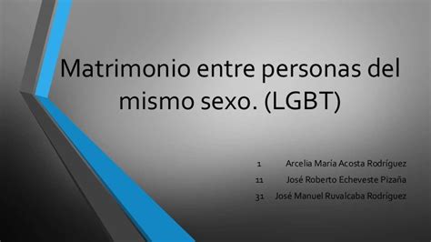 Matrimonio Entre Personas Del Mismo Sexo