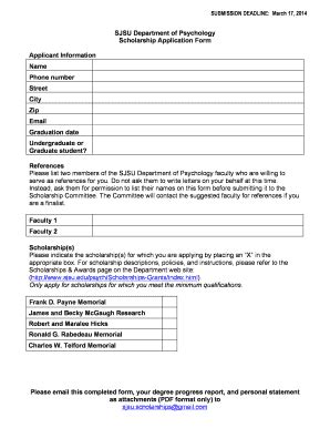 Fillable Online Sjsu Sjsu Department Of Psychology Fax Email Print