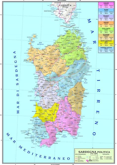 Carta Geografica Murale Regionale Sardegna X Bifacciale Fisica E