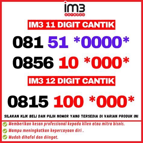 Jual NOMOR CANTIK IM3 INDOSAT OOREDOO 4G 11 Digit Shopee Indonesia