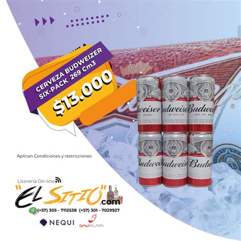 CERVEZA BUDWEIZER SIXPACK 269 ML LICORERIA EL SITIO